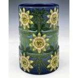 Sally Tuffin for Dennis China Works, Passion Flower vase, stepped cylindrical form, 22cm high