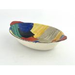Susie Cooper for Gray's Pottery, an Art Deco twin handled dish, oval form, painted with geometric