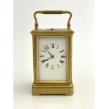 Henry Jacot, a French gilt brass carriage repeat clock, jewelled lever escapement, signed to the