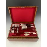 An extensive part canteen of silver flatware, various dates and makers, Fiddle Pattern, in wooden