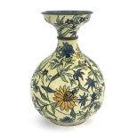 Mary Butterton for Doulton Lambeth, a Faience vase, 1877, ovoid bottle form with flared neck,