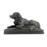 Emmanuel Fremiet (French, 1824-1910), recumbent dog, signed, bronze, 15 by 25cm