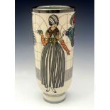 Sally Tuffin for Dennis China Works, Spring Shoppers, cylindrical footed form, 31cm high