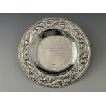 An Arts and Crafts silver broad rimmed dish, Philip Frederick Alexander, London 1905, planished