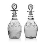 A near pair of Irish glass Acts of Union decanters, circa 1805