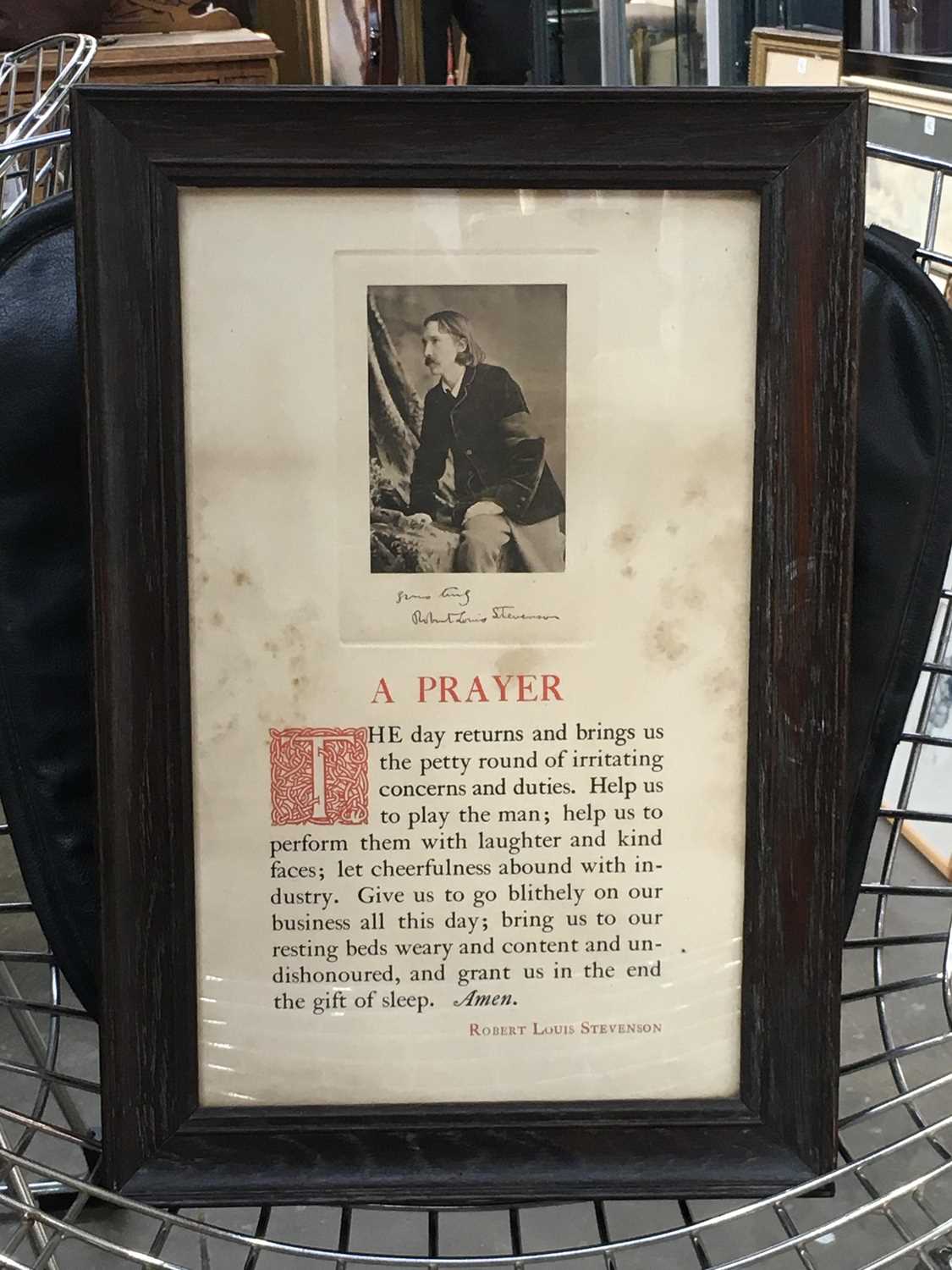 Robert Louis Stevenson (1850-1894), A Prayer, facsimile signature, 35 ...