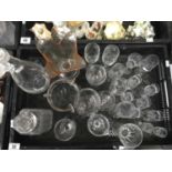 A collection of glass, including Dartington decanter, Edwarding hobnail spirit decanter, various