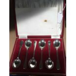 A cased set of six Elizabeth II silver teaspoons, Henry Clifford Davis, hallmarks for six Assay