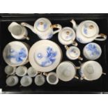 A Japanese egg shell porcelain tea set, Hayasi, monochrome painted landscape scenes