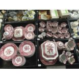 A Spode Pink Camilla tea and dinner service, to include teapot, milk jug, tea cups and saucers,