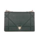 Christian Dior, a leather Diorama handbag, designed with a green leather exterior, featuring the