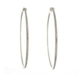 A large pair of 14ct gold single-cut diamond hoop earrings, estimated total diamond weight 1.50ct,