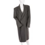 Christian Dior, a men's grey wool overcoat, featuring a notched lapel collar, double breasted