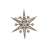 A late Victorian silver and gold, old-cut diamond star pendant, estimated total diamond weight