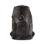 Berluti, a black leather lace-up backpack, crafted from black leather, featuring adjustable shoulder