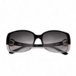 Bulgari, a pair of sunglasses, featuring black to transparent mixed acetate frames, grey gradient