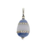 Victor Mayer for Faberge, a limited edition 18ct gold diamond, blue chalcedony and blue enamel egg