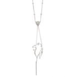 An 18ct gold brilliant-cut diamond pendant, modelled as a lion, with tassel drop and pave-set