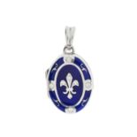 Victor Mayer for Faberge, a limited edition 18ct gold brilliant-cut diamond and blue enamel locket