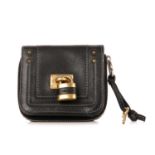 Chloe, a Paddington purse, crafted from black leather, featuring the maker's signature padlock to