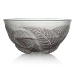 Rene Lalique, a Dahlias glass bowl, model 384, designed circa 1921, frosted with lilac staining,