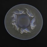 Rene Lalique, an Ondines opalescent glass plate, model 3003, designed circa 1921, frosted and