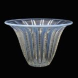 Rene Lalique, a Chamonix variation opalescent glass vase, circa 1933, model 1090 with flared everted