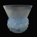 Rene Lalique, a Cerises opalescent glass vase, model 1035, designed circa 1930, frosted and polished