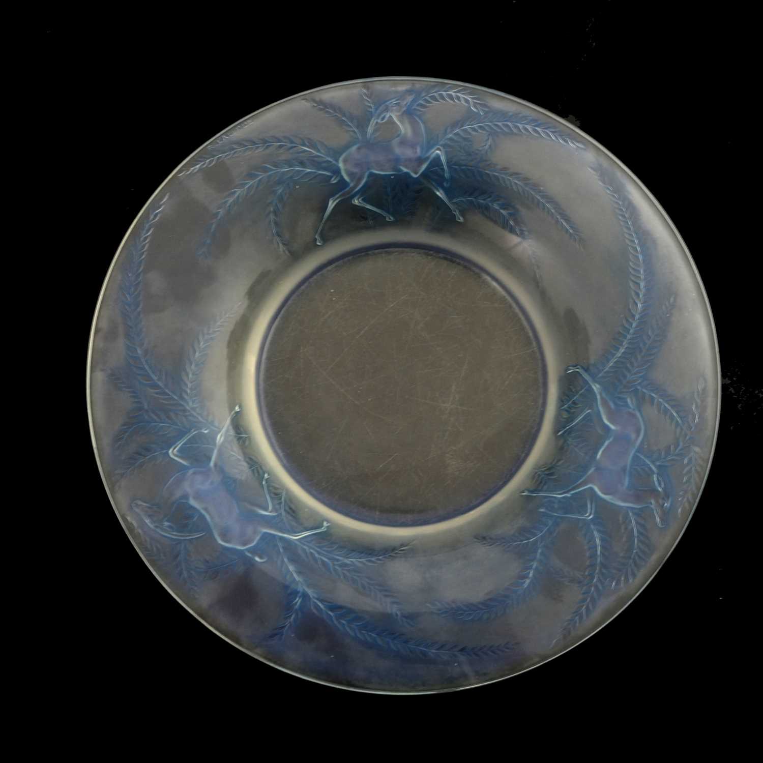Rene Lalique, a Gazelles glass bowl, model 390, designed circa 1925, frosted and polished, relief
