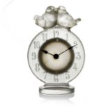 Rene Lalique, an Antoinette glass clock, model 767, designed circa 1931, frosted, with gray