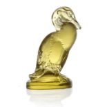 Rene Lalique, a Canard amber glass seal, model 219, designed circa 1925, polished, incised mark R