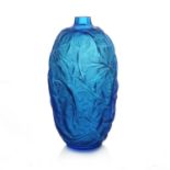 Rene Lalique, a Ronces electric blue glass vase, model 946, designed circa 1921, frosted and