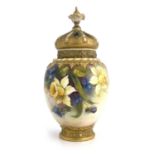 Ethel Spilsbury for Royal Worcester, a handpainted pot pourri vase and cover, circa 1928, ovoid