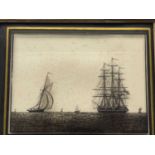 Naval interest, a pair of 19th century reverse glass silhouette diorama pictures, H.M.S. Euryalus