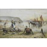 John Lewis Chapman (British, 1946), a coastal scene with fisherfolk, signed l.l., watercolour, 13 by