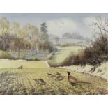 Robin Reckitt (British, 1928), a meadow with pheasants after R. McPhail, signed l.r., presentation