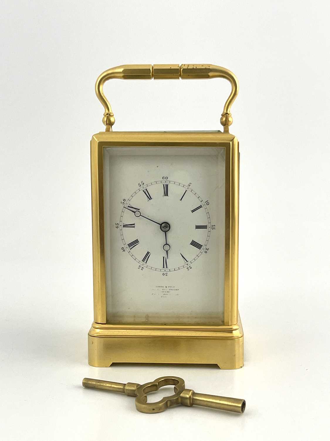 Le Roy & Fils, Paris, a gilt brass carriage clock, early 20th Century, five glass cornice case