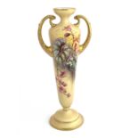 William Hale for Royal Worcester, a blush ivory twin handled vase, circa 1905, tapered footed form