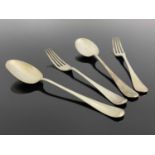 Two pairs of George V silver table spoons and dinner forks, Martin, Hall and Co., Sheffield 1925/26,