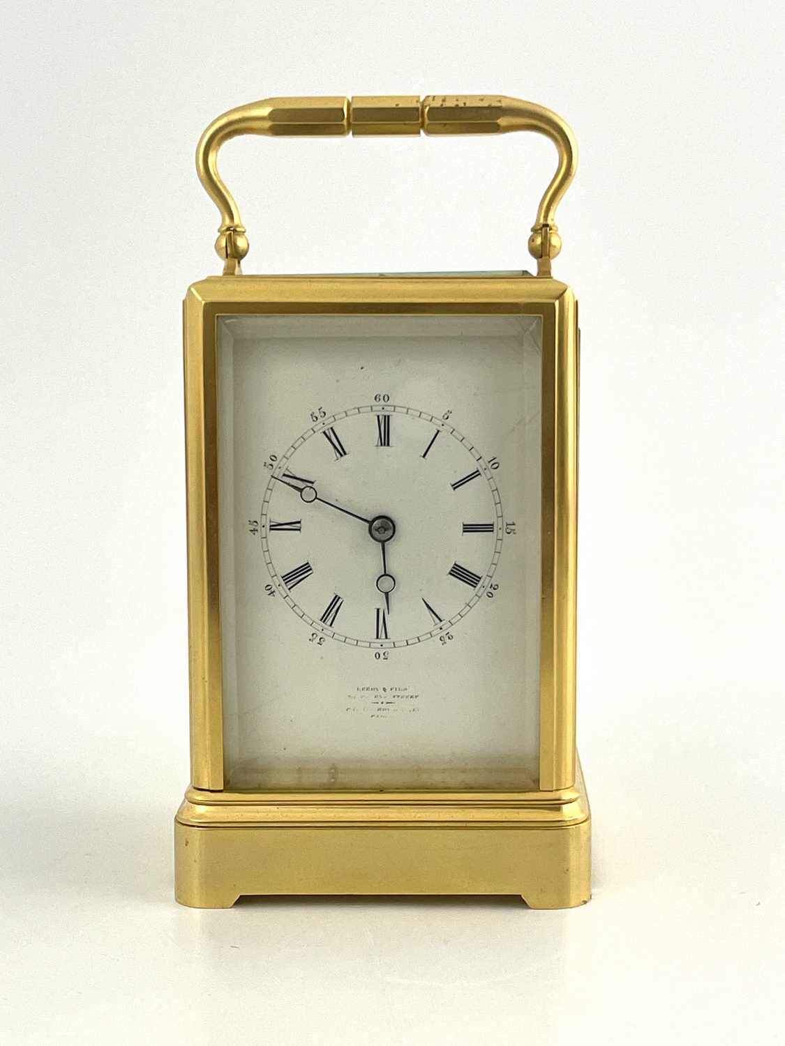Le Roy & Fils, Paris, a gilt brass carriage clock, early 20th Century, five glass cornice case - Image 2 of 5