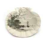 Emile Lessore (attributed) for George Jones, two scene painted scallop shell plates, circa 1860, one