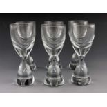 Bent Severin fro Holmegaard, a set of six Princess liqueur glasses, designed circa 1957, the conical