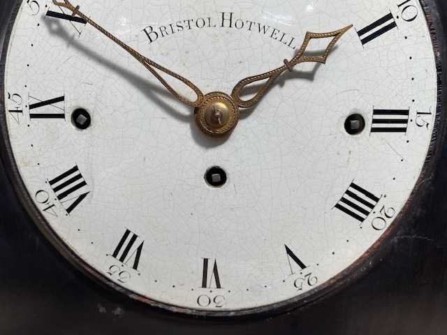 Thomas Green, Bristol Hotwell, a George III bracket clock, ebonised chamfered case, caddy top with - Image 6 of 8