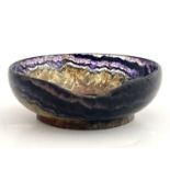 A small 19th century Derbyshire Blue John dish, circular rounded form, 6.5cm diameter