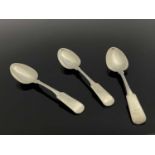 Three George III Scottish Provincial silver dessert spoons, William Jamieson, Aberdeen circa 1810