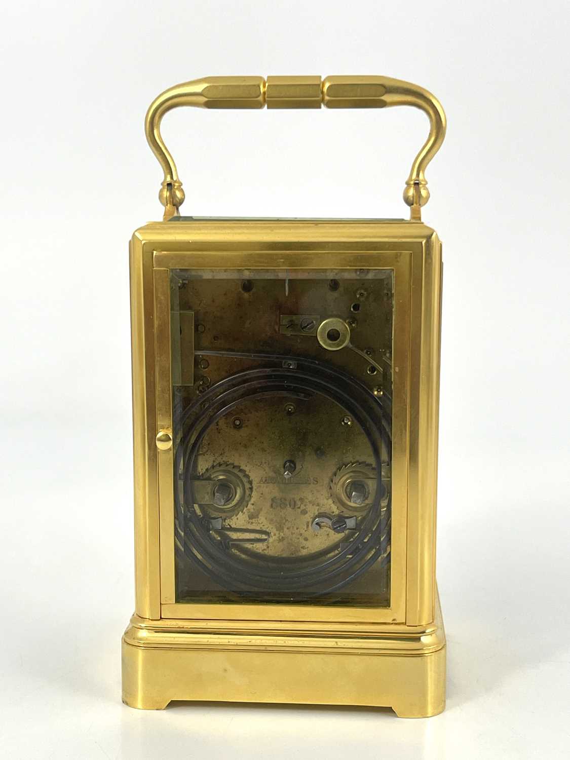Le Roy & Fils, Paris, a gilt brass carriage clock, early 20th Century, five glass cornice case - Image 4 of 5