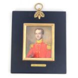 A 19th century military portrait miniature, Col Taylor, circa 1830s, half length in regimental red