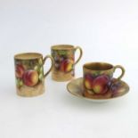 Frank Roberts for Royal Worcester, a pair of fruit painted coffee cans, circa 1960, tapered