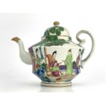 A 19th Century Chinese famille rose coffee pot, teapot and cup with wishbone handle, painted in