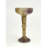 A George III Derbyshire Blue John pedestal cup, circa 1800, three section turned stem on a splayed